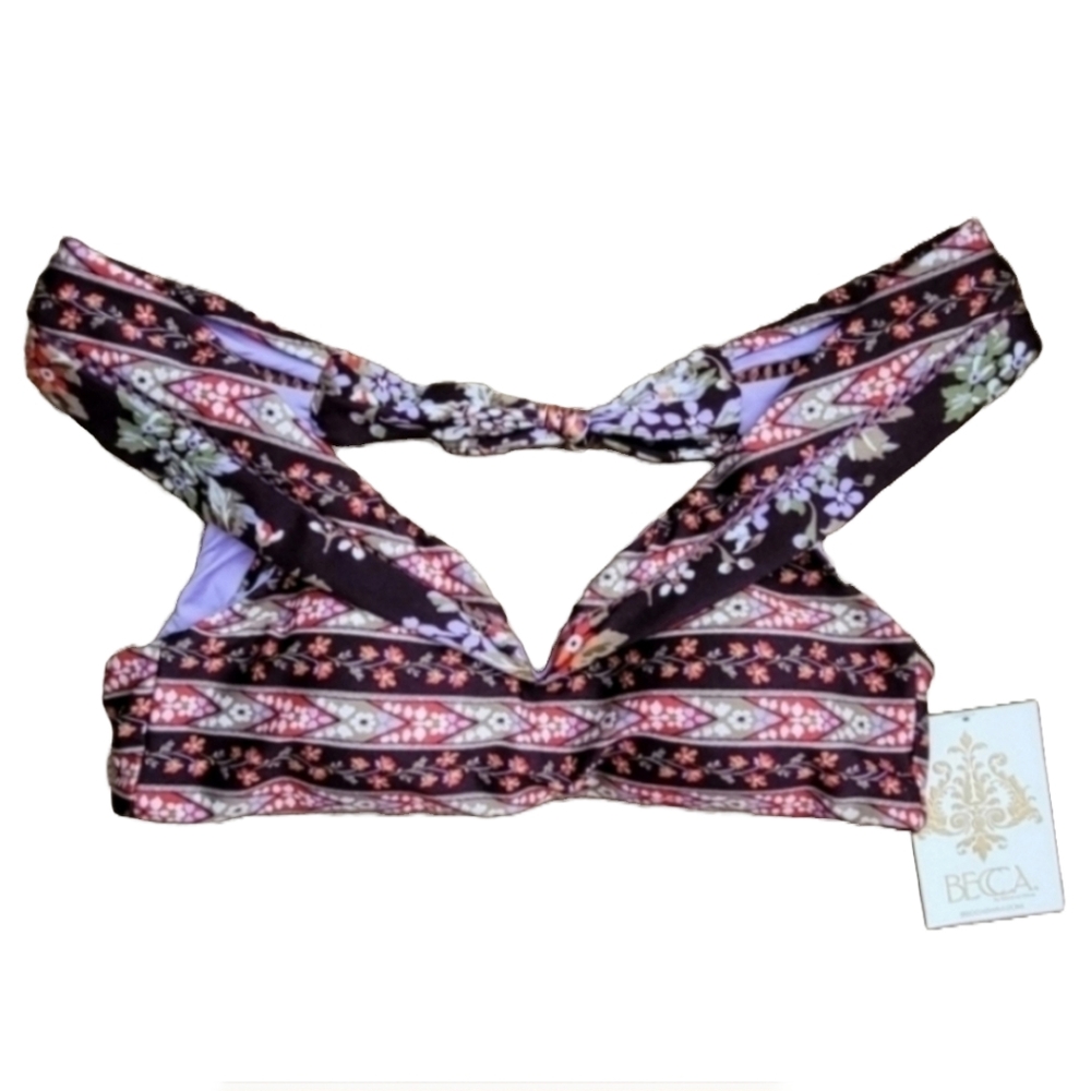 Becca floral cottage open back bikini top